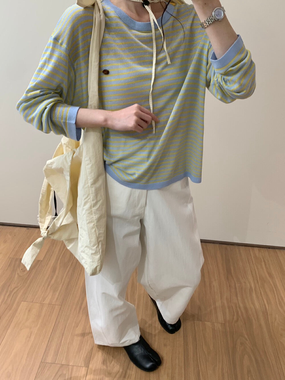 法式條紋設計感長袖top