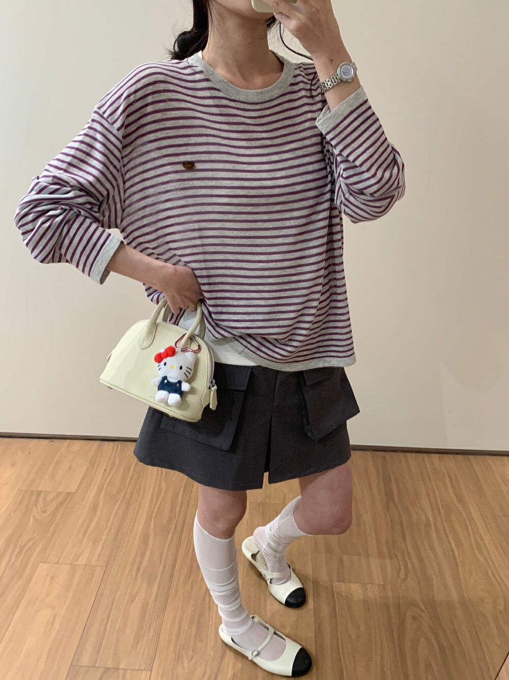 法式條紋設計感長袖top