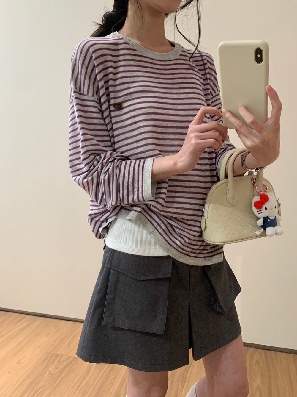 法式條紋設計感長袖top