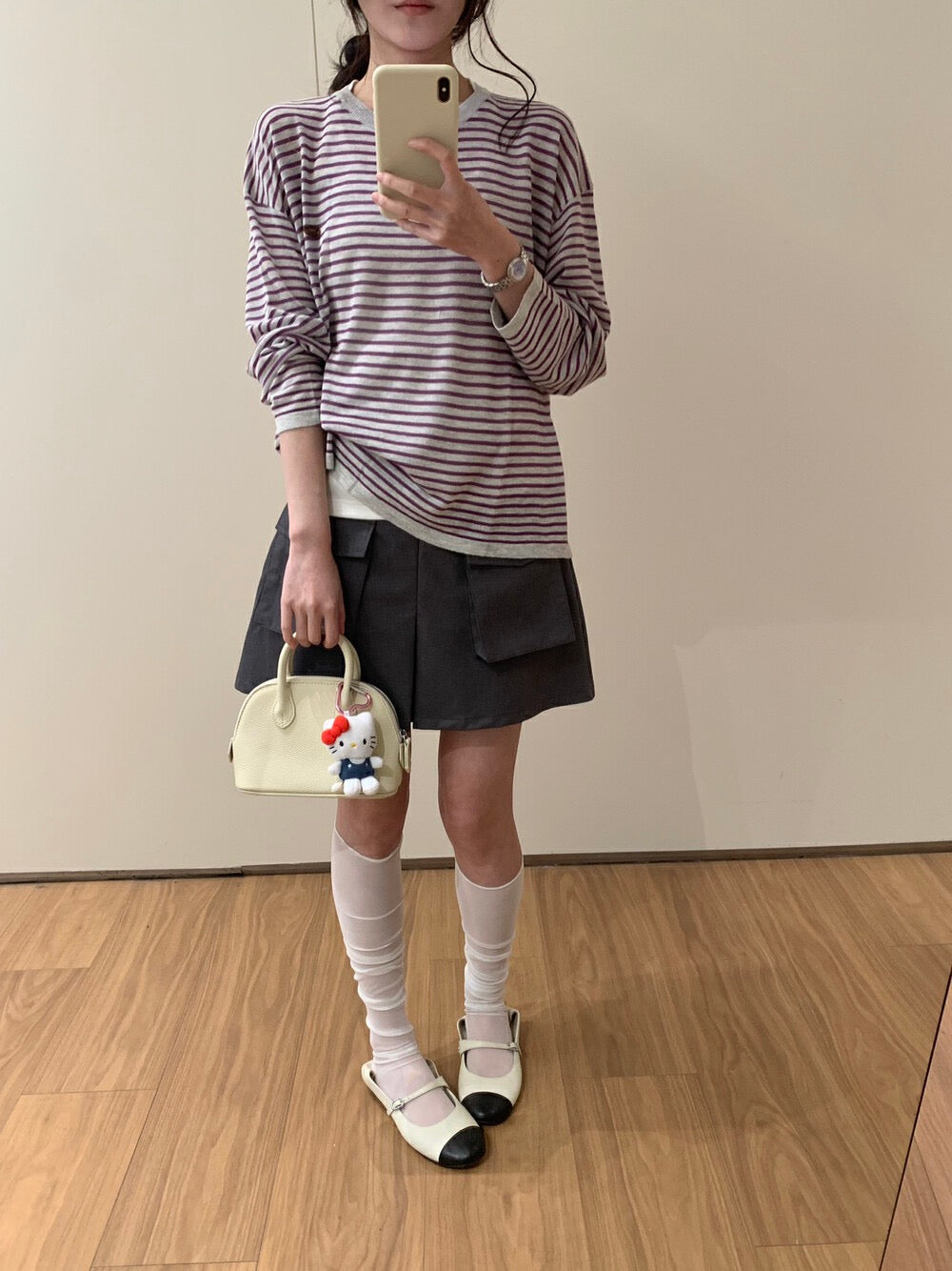 法式條紋設計感長袖top